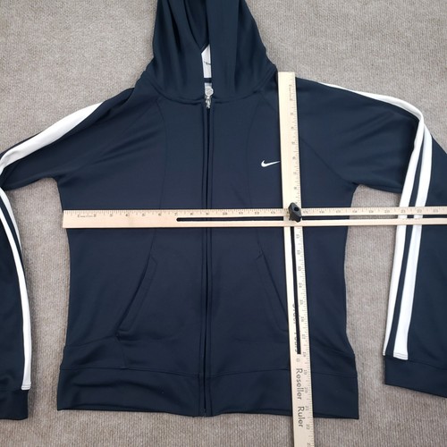 Vintage Nike Full Zip Hoodie Youth Girls Medium Dark Navy Blue Long Sleeve Y2K - Picture 2 of 8