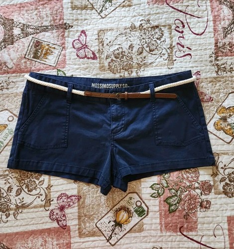 Mossimo Supply Co. Chino Shorts Damen Junior 13 blau Baumwolle geflochtener Gürtel kurz - Bild 2 von 8