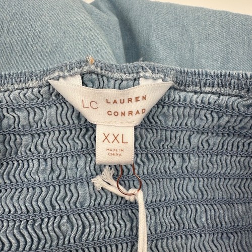 Neu mit Etikett LC Lauren Conrad Damen-Midikleid Chambray blau Baumwolle Trägerärmel XXL - Bild 6 von 13