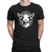 BEST TO BUY Dark Retro Graphic Goat Wearing Headphones Cotton Gift T-Shirt S-5XL