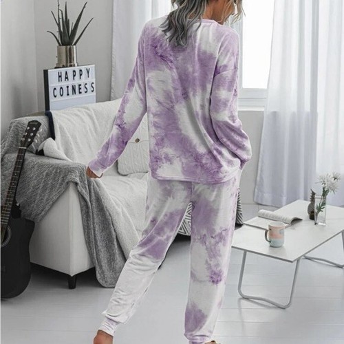 Kara & Kate Tie-Dye Long Sleeve Pajama/ Lounge Set Purple Size Large NEW - Picture 8 of 8