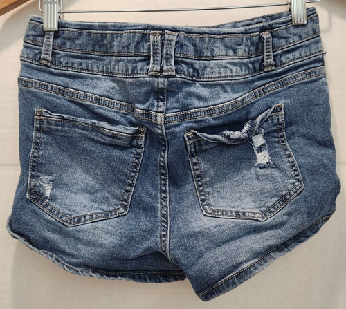 Pantalones cortos de jean para mujer Bluespice cintura alta destruida talla 9/10 mezcla de algodón (NUEVOS CON ETIQUETAS) - Imagen 5 de 11