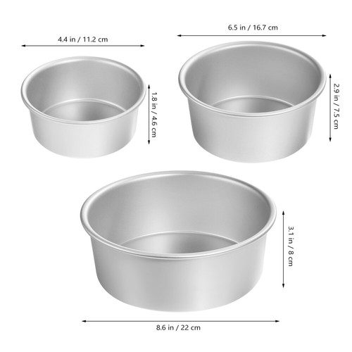 3 Pcs Baking Cake Pan Round Tins Trays Mold 8 Inch Chocolate Molds - Picture 7 of 11