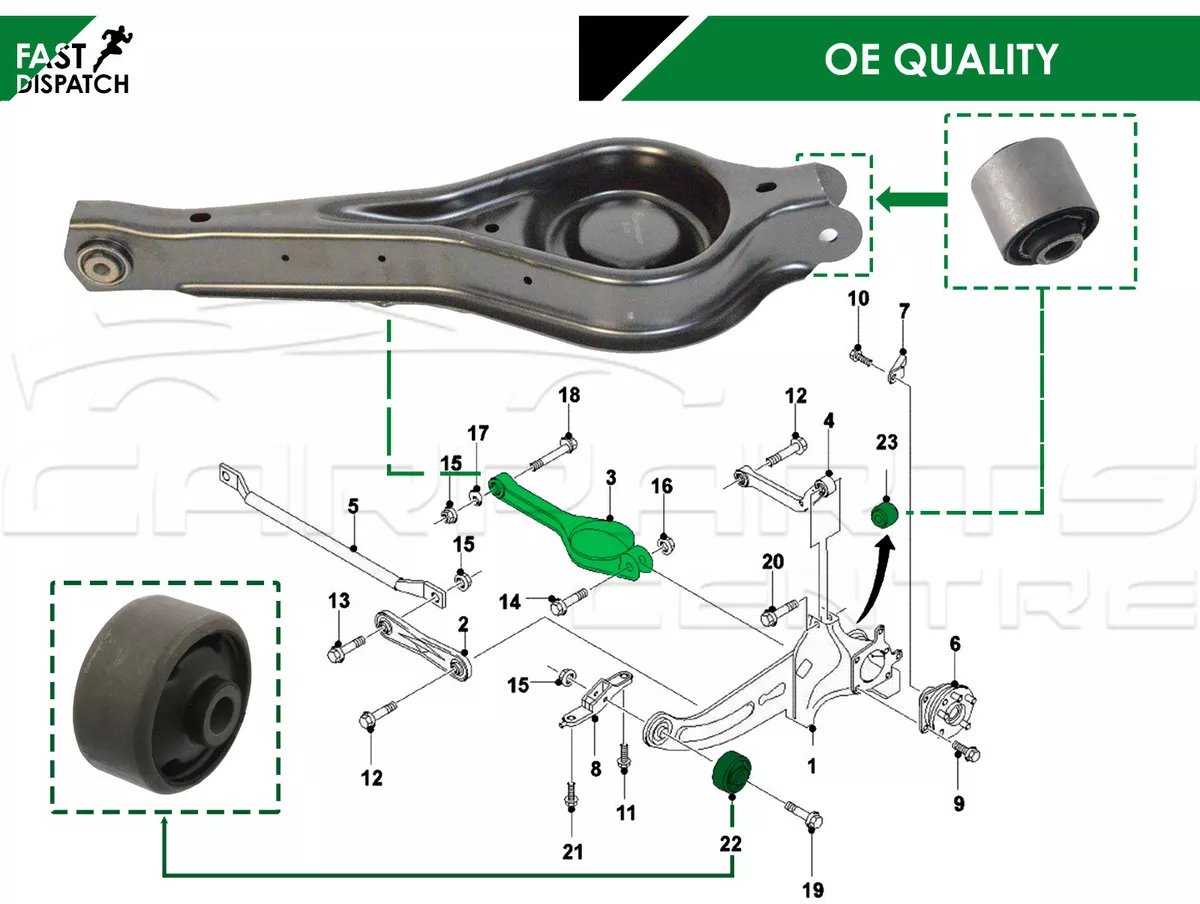 FOR JAGUAR X TYPE REAR SUSPENSION CONTROL TRAILING WISHBONE ARM BUSH BUSHES