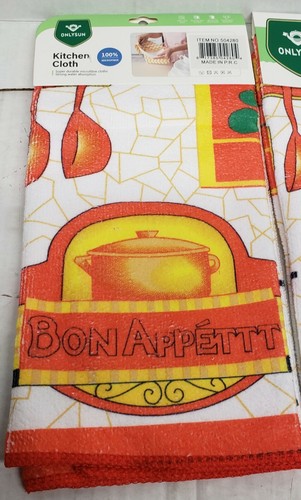 Juego de 2 paños de cocina de microfibra (23"x23") OLLAS Y SARTENES DE COCINA, BON APPETIT, Onlysun - Imagen 4 de 16