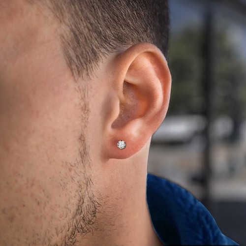 Pendientes de tachuelas de circonio cúbico redondos de plata esterlina 925 FIN DE LÍNEA, REDUCIDOS - Imagen 4 de 10