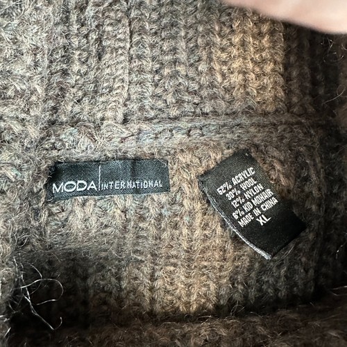 Moda International Sweater Womens Large Brown Jumper Mohair Wool Blend Fisherman - Picture 5 of 15