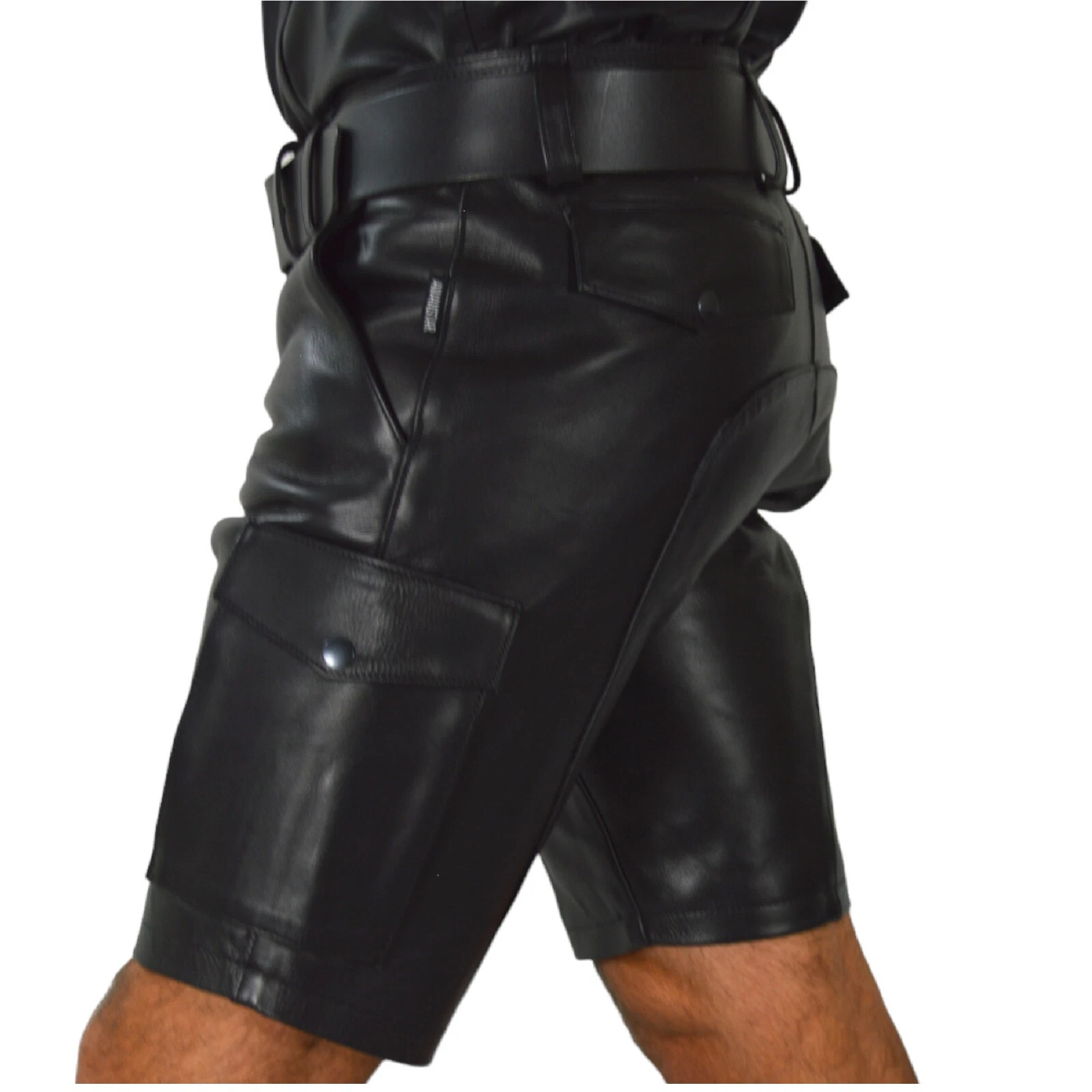awanstar 547 high quality leather shorts cargo leather shorts black leather shorts