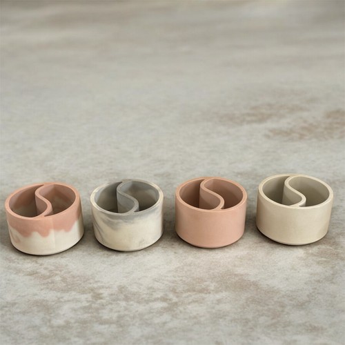 Modern Minimalist Yin-Yang Cement Organizer and Candle Holder. Handcrafted. - Picture 2 of 6