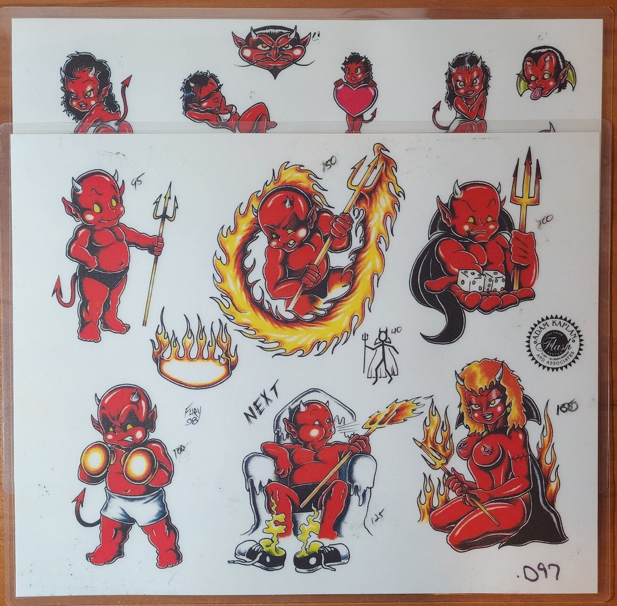 Lot Of 2 Vintage HOT STUFF Devil Girl Traditional Tattoo Flash
