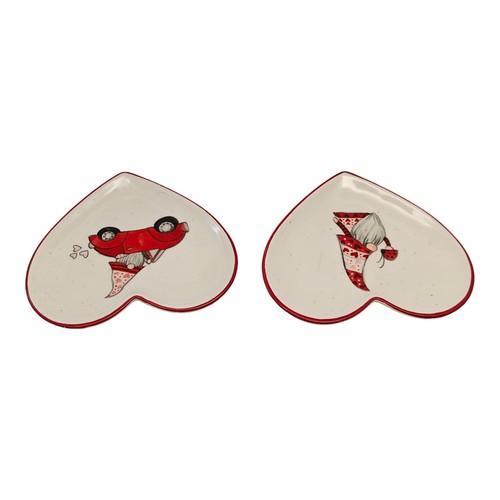 Sheffield Home Heart Shaped Gnome Snack Dishes Valentine Lot Of 2 READ - Picture 7 of 9