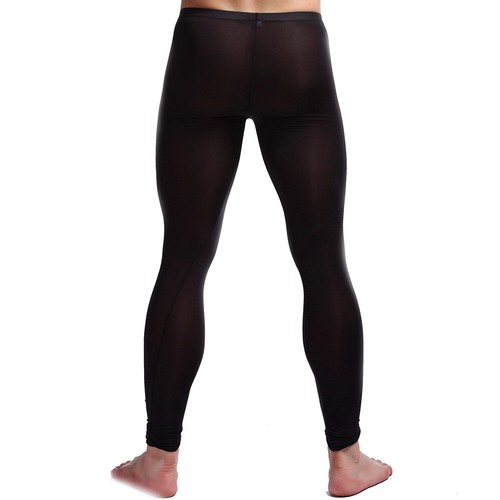 Men's Ultra-thin Ice Silk Leggings Sheer Gym Fitness Long Pants Skinny Trousers - Picture 4 of 13