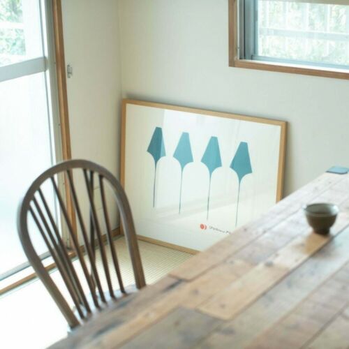 Akari Isamu Noguchi Print Japanese Washi Paper 9AD Blue Picture Paper - Picture 2 of 3