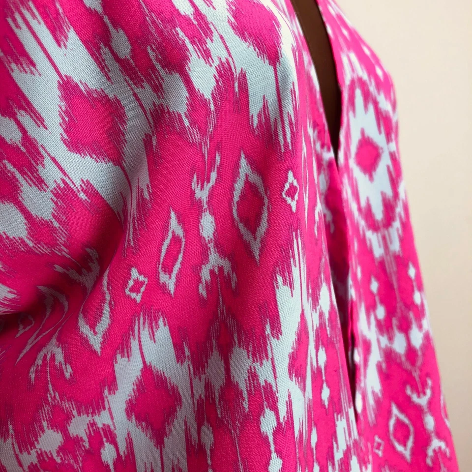 LuLaRoe Girls Bianka Cover Up Top 3 LargeCardigan Pink Gray Open Front Polyester - Image 4 of 4