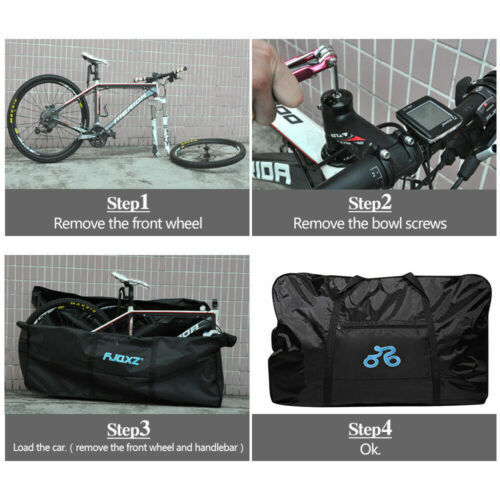 26-29"Bike Travel Bag Transport Case Luggage Carry Folding Bicycle Storage Black - Picture 6 of 10