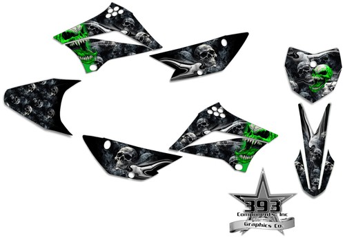 KLX110 Kawasaki Skull Flame Graphics Kit 2010-2024 KLX 110 Racing decal sticker - Picture 2 of 2