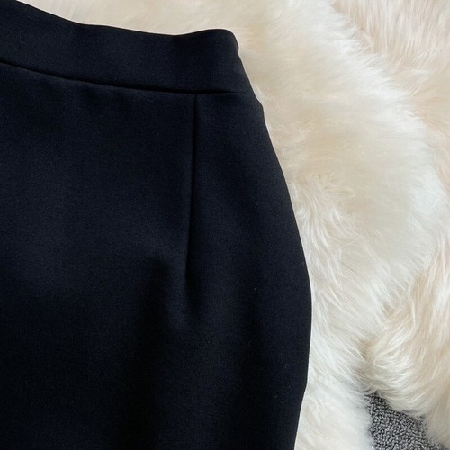 Women Black Tassels Midi Skirt Pencil Irregular Bodycon High Waist Sexy Party - Picture 11 of 11
