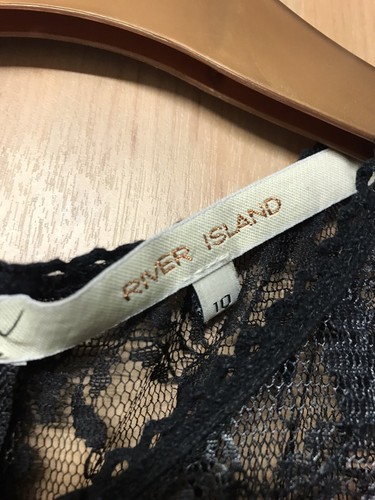 River Island Top Shop Black Navy Lace Going Out Evening Size 10 Dress - Picture 3 of 4