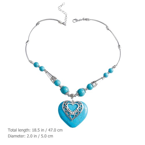 Turquoise Necklace Women Turquoise Jewelry Women Necklace Women Heart Necklace - Picture 9 of 10