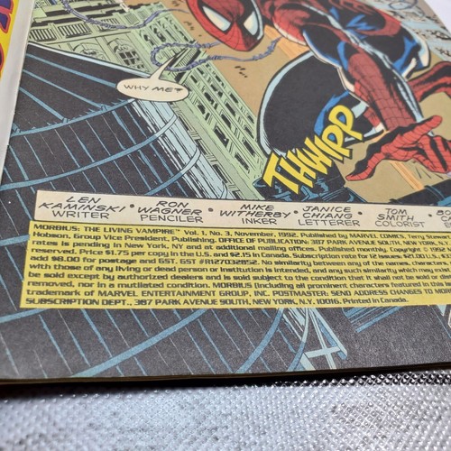 Marvel Comics Morbius Der lebende Vampir #3 1992 Vol. 1 VS Spider-Man Comic - Bild 14 von 16