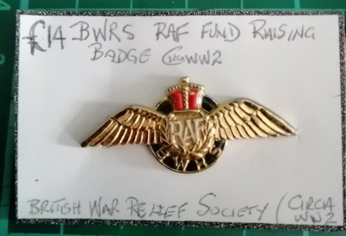 RAF Wings WW2 Original BWRS Badge US Charity Brooch King's Crown. RAF Wings. - Picture 2 of 4