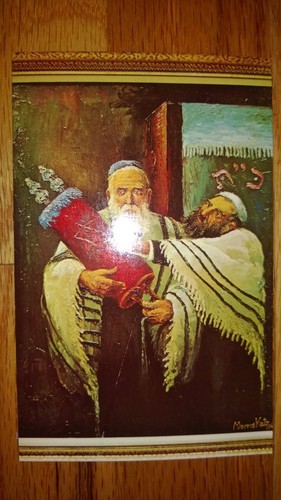 Jewish Judaica Postcard - "Two Rabbies"  MORRIS KATZ - Picture 1 of 2