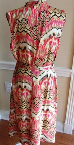 NWT Natori Suzani Gold Red Multi Belted Dress Size 10 $368 - Picture 6 of 6