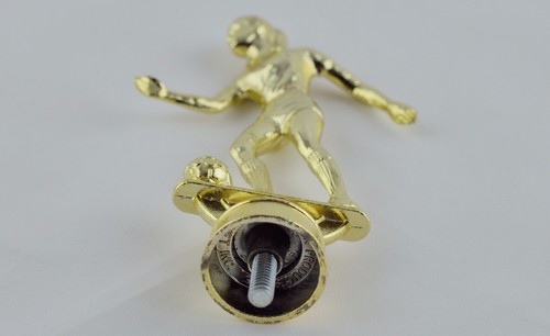 Vintage Girl Soccer Trophy With Stone Base Diecast Metal Gold Color 1983 Freeman - Picture 5 of 12