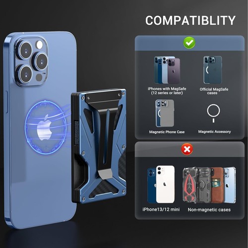 Magnetic Card Holder Slim Minimalist Wallet,Money Clip Airtag Holder Men Wallet - Picture 24 of 39