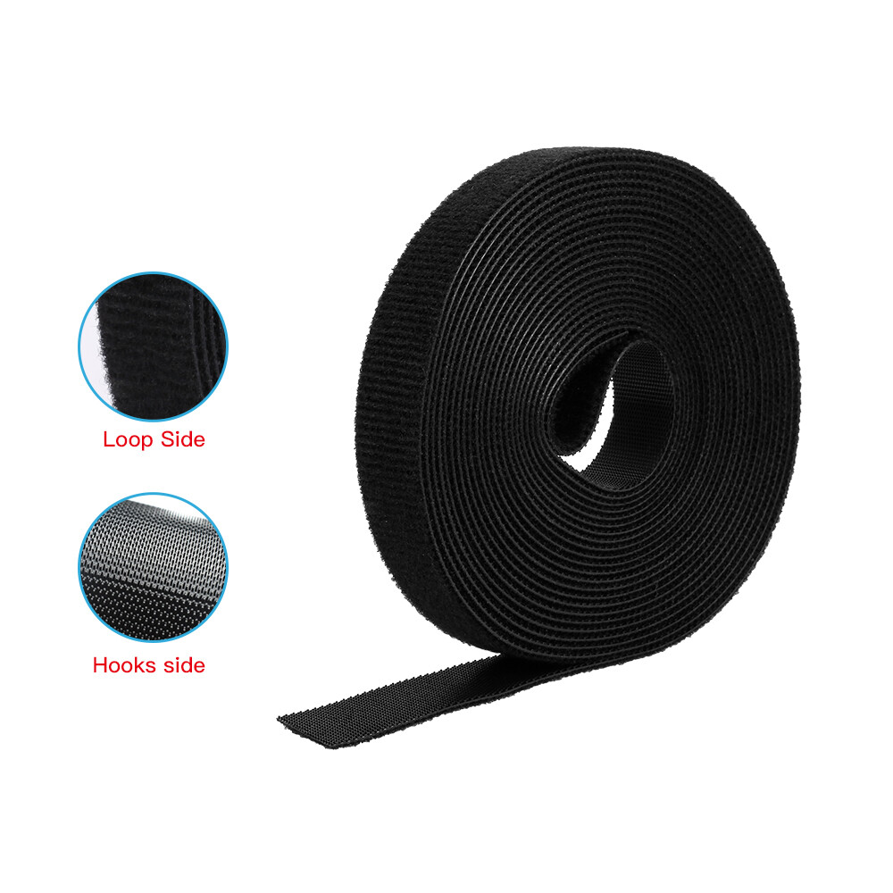 1 Roll 2cm x 5m Black Nylon Hook & Loop Fastener Tape A0R6-image