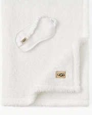 NEW Ugg Original Faux Shearling Throw Blanket & Eye Mask Sleep Set Natural Ivory