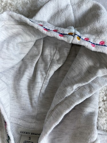 Lucky Brand girls sz. 5 pullover gray hoodie. Cute, fun. *nt Flaw** - Picture 4 of 10
