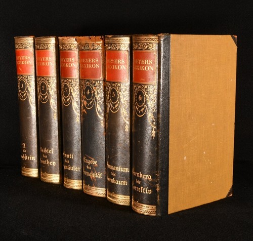 1924-30 12vol Meyer's Lexikon German Encyclopaedia Leather Binding - Picture 2 of 12