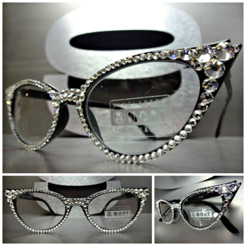 Womens VINTAGE CAT EYE Style READING EYE GLASSES READERS Clear Crystals Handmade - Picture 13 of 20