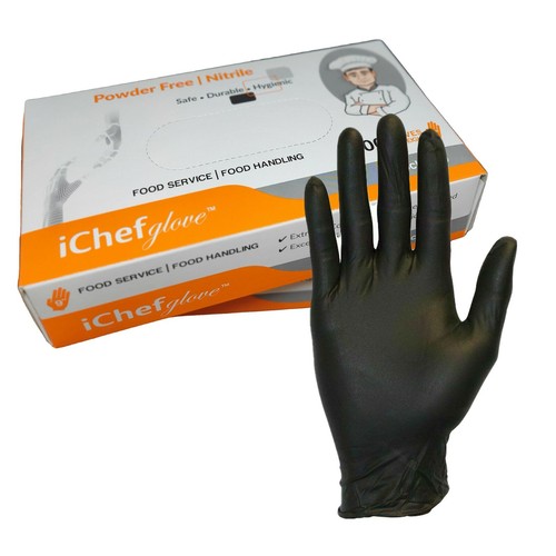 ichef glove 100 Black Gloves Nitrile Powder Free for Food Service Food Handling - Picture 8 of 8