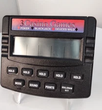 Vintage Handheld Electronic 3 In 1 Casino Games Poker, Blackjack, Deuces Wild