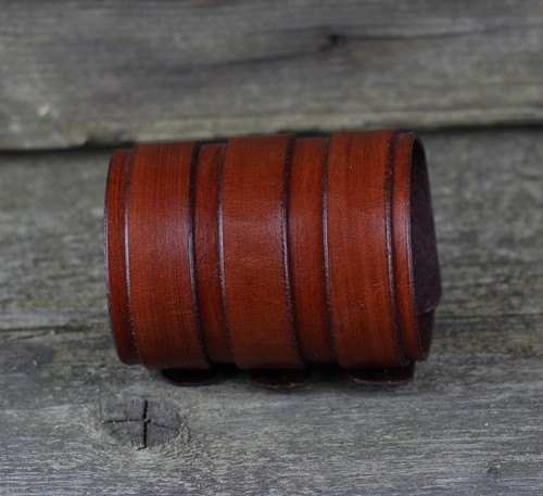 Pulsera de cuero marrón, puño hombre, accesorios mujer. Puño basculante. - Imagen 8 de 9