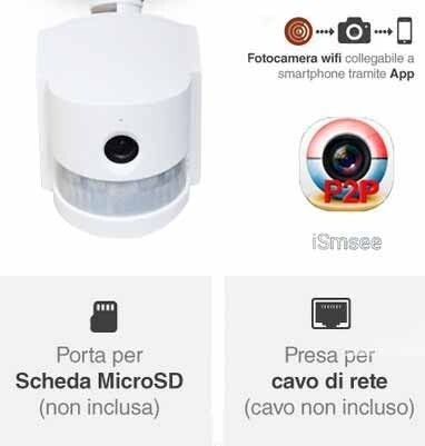 V-Tac VT-4818 Faro led 18W con sensore PIR e telecamera WiFi gestibile da smartp - Foto 2 di 4