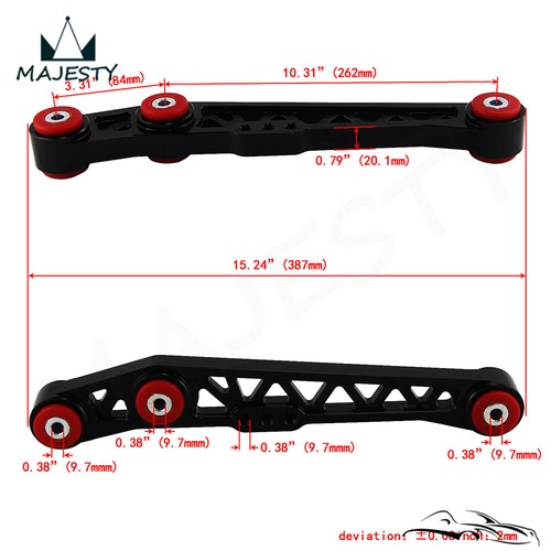 Lower Control Arm+Subframe Brace For 92-95 Honda Civic 94-01Acura Integra Black - Picture 5 of 9