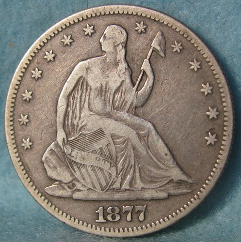 1877-S Seated Liberty Silver Half Dollar Better Grade Old US Coin #568