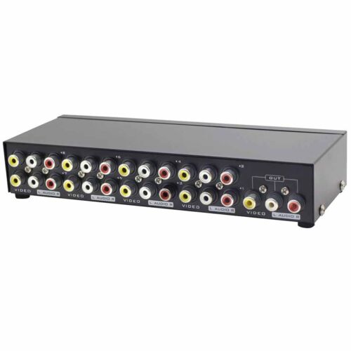 Panlong 8-Way AV Switch RCA Switcher 8 in 1 Out Composite Video L/R Audio Box
