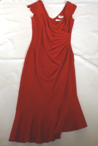 ¿Nuevo con etiquetas cargado Reino Unido 8? EUR 36 US 4 ROJO ENROLLADO PUENTE MIDI VESTIDO COFRE 32" 81cm - Imagen 1 de 4