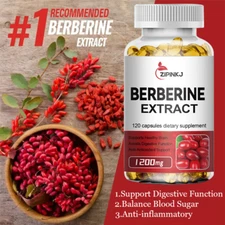 High Potency Berberine HCL 1200mg | Cholesterol & Glucose Balance Pills