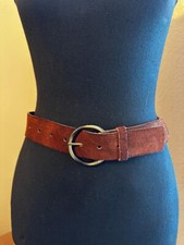 Vintage 1960 1970 Brown Suede Leather Belt Size S