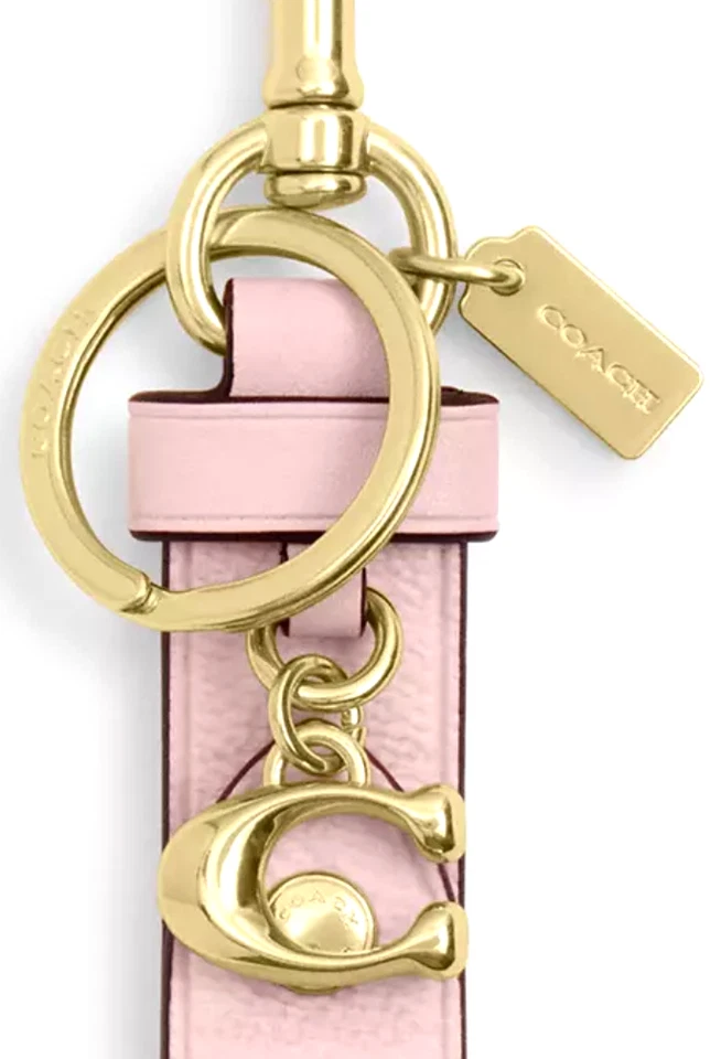 🩷Coach Trigger Snap Bag Charm - CAU86 Polvo Rosa Firma Lona Llavero-NUEVO CON ETIQUETAS Foto 2 de 3