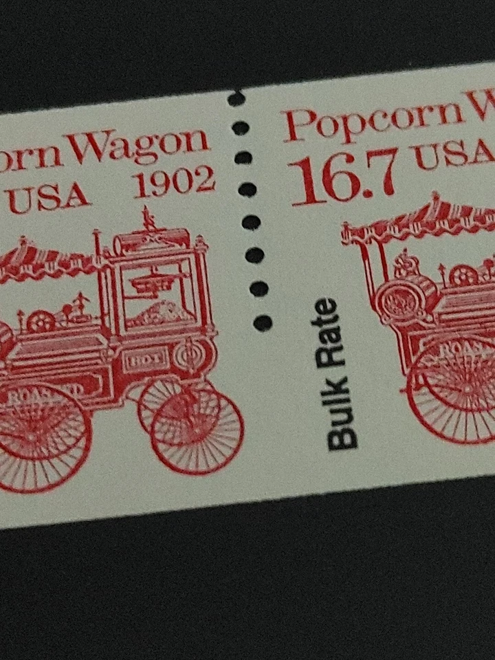 Missing Perfs - Scott #2261 Popcorn Wagon (16.7c) Coil Strip Of 4 Stamps - MNH - Image 3 of 3