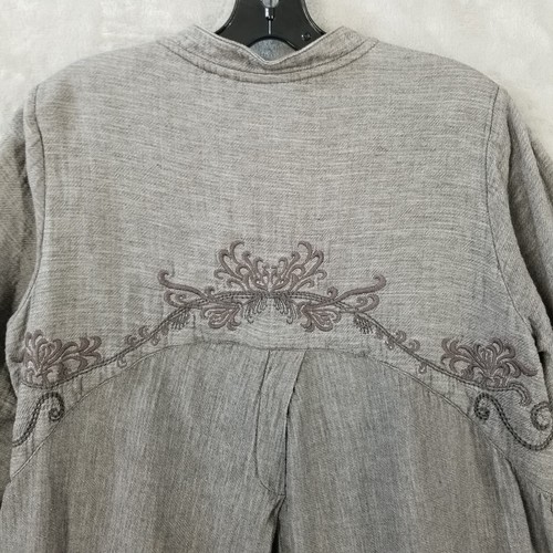 Soft Surroundings Jacket Women Small Gray Embroidered Pockets Lagenlook Artsy - Picture 4 of 8