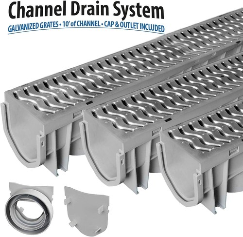 Eco-Friendly Trench Drain Set with Interlocking Design - Galvanized Steel Grates - Picture 4 of 6
