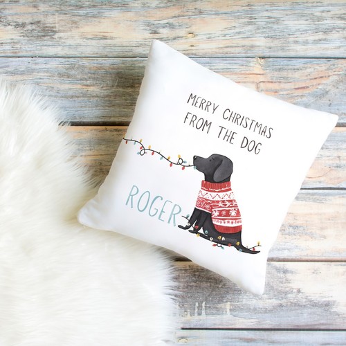 Personalised Christmas Dog "From the Dog" Filled Faux Suede Cushion 45cm x 45cm - Picture 51 of 79