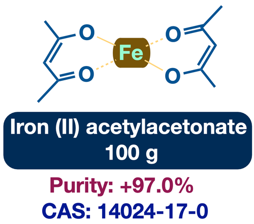 Iron (II) (acac)  ||   CAS: 14024-17-0  ||   100 g   ||   Purity:  97+%,